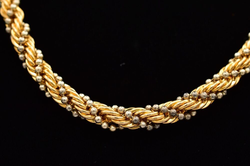 Casual Corner Vintage Necklace Rope Chain Chunky Gold Silver Signed 1990s Bin7B
